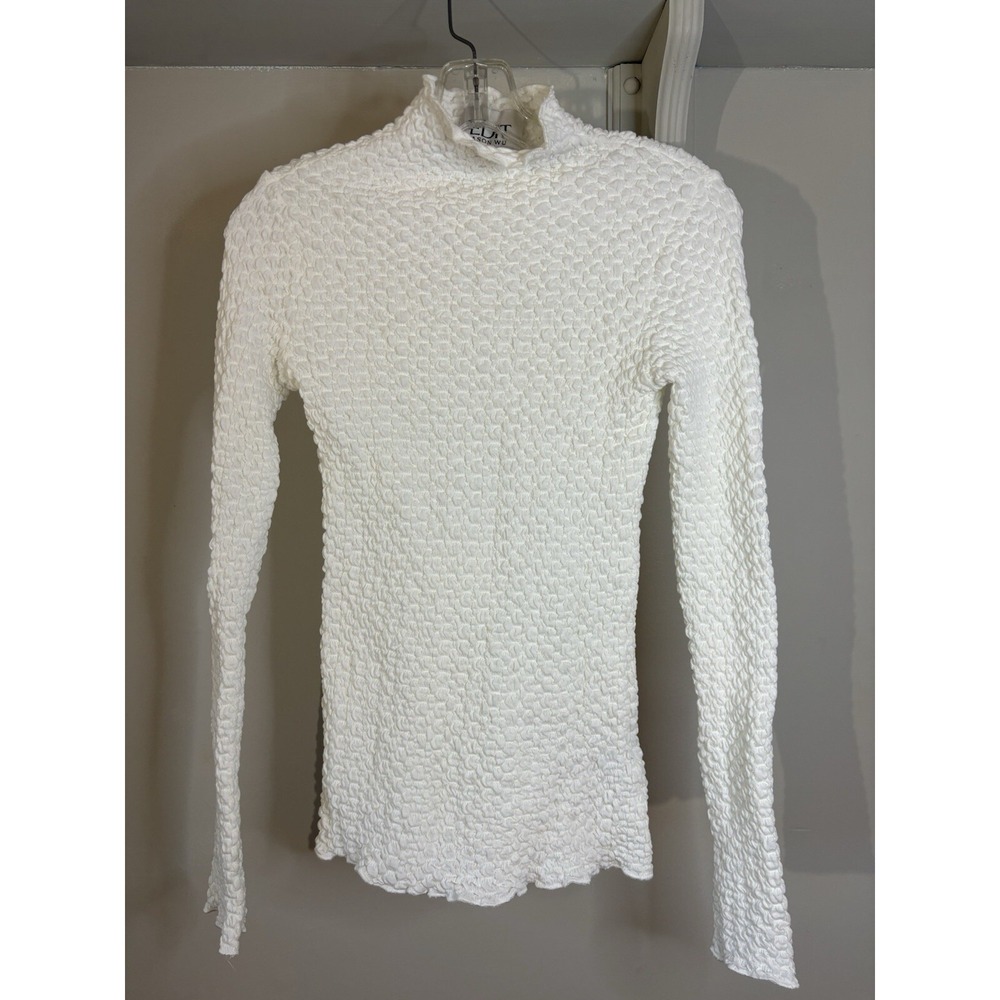 EDIT JASON‎ WU White Popcorn Mock neck Top XS long sleeve